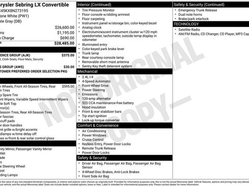 Used 2008 Chrysler Sebring LX w/ Convenience Group image 5