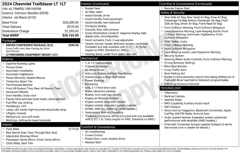 Certified 2024 Chevrolet TrailBlazer LT w/ Driver Confidence Package AWD/4WD image 4
