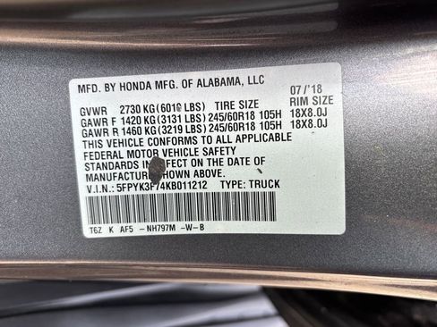 Certified 2019 Honda Ridgeline RTL-E image 34