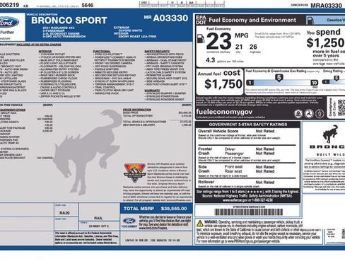 Certified 2021 Ford Bronco Sport Badlands w/ Badlands Package AWD/4WD image 27