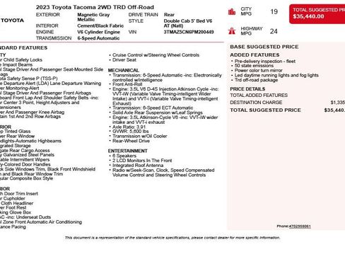 Used 2023 Toyota Tacoma TRD Off-Road RWD image 3
