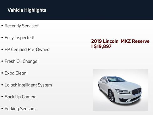 Used 2019 Lincoln MKZ Reserve w/ Reserve Plus Package AWD/4WD image 2