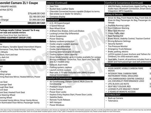 Used 2023 Chevrolet Camaro ZL1 RWD image 1
