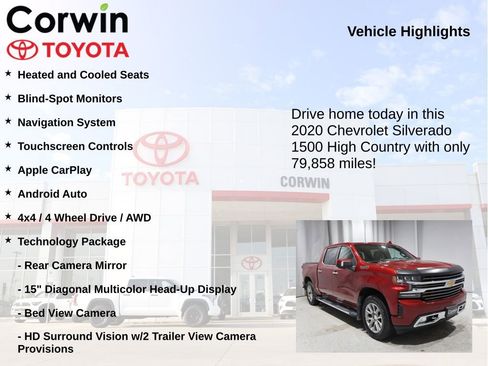 Used 2020 Chevrolet Silverado 1500 High Country w/ Technology Package image 7