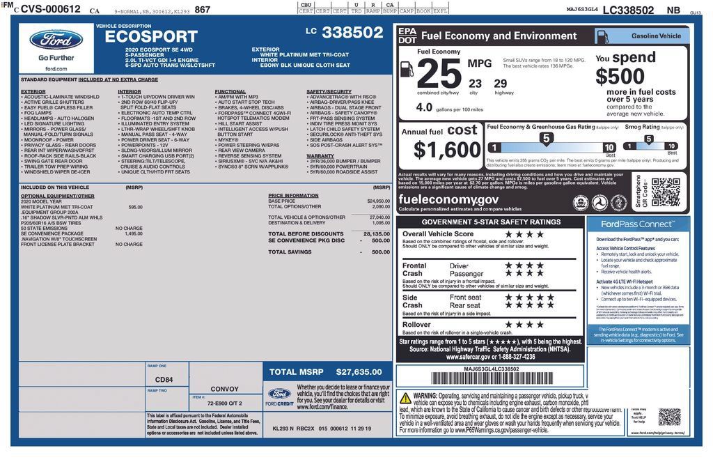 Used 2020 Ford EcoSport SE w/ SE Convenience Package AWD/4WD image 10