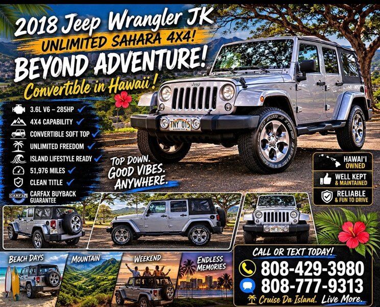 Used 2018 Jeep Wrangler Unlimited Sahara w/ Connectivity Group AWD/4WD image 1