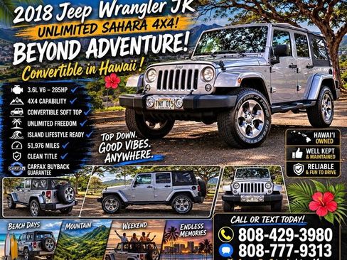Used 2018 Jeep Wrangler Unlimited Sahara w/ Connectivity Group AWD/4WD image 1