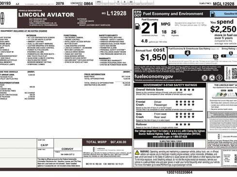 Used 2021 Lincoln Aviator Reserve w/ Equipment Group 208A RWD image 2