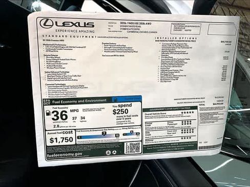 New 2026 Lexus RX 350h w/ Convenience Package AWD/4WD image 14