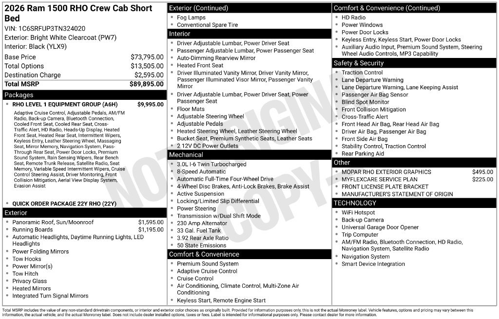 New 2026 RAM 1500 RHO w/ RHO Level 1 Equipment Group AWD/4WD image 45