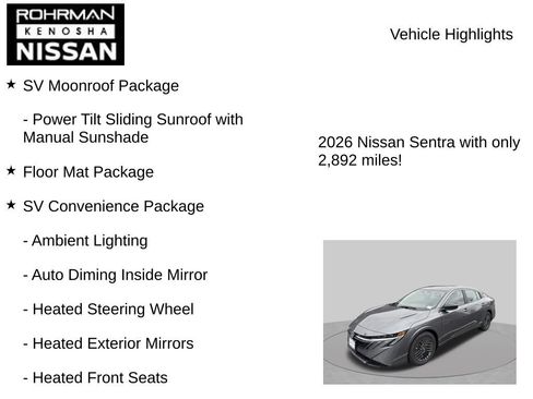 Used 2026 Nissan Sentra SV w/ SV Convenience Package FWD image 8