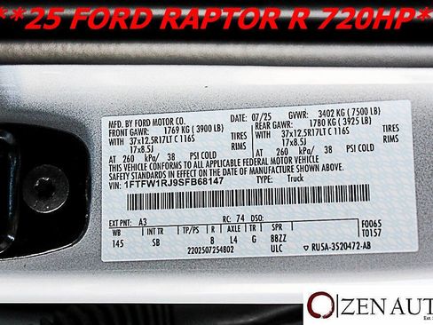 Used 2025 Ford F150 Raptor R w/ Equipment Group 803A Raptor R image 82