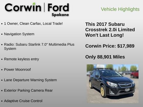 Used 2017 Subaru Crosstrek 2.0i Limited AWD/4WD image 6