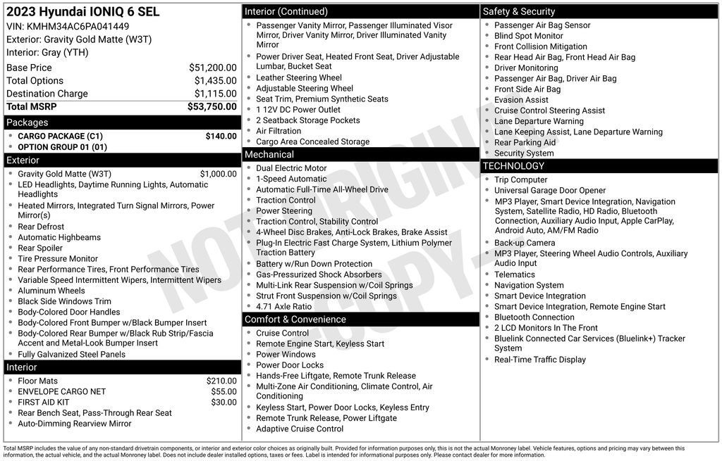 Used 2023 Hyundai Ioniq 6 SEL w/ Cargo Package AWD/4WD image 5