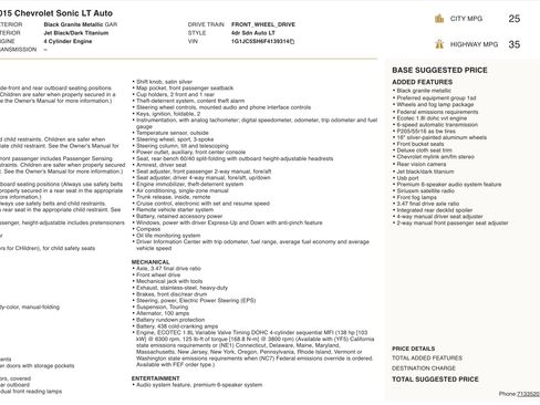 Used 2015 Chevrolet Sonic LT w/ Wheels and Fog Lamp Package image 5