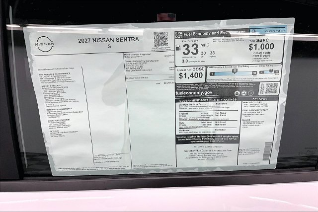 New 2027 Nissan Sentra S w/ Floor Mat Package FWD image 40