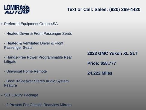 Used 2023 GMC Yukon XL SLT w/ SLT Luxury Package AWD/4WD image 7