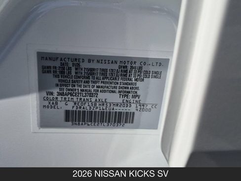 Certified 2026 Nissan Kicks SV FWD image 24