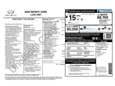 Certified 2020 INFINITI QX80 Luxe w/ Proactive Package image 14