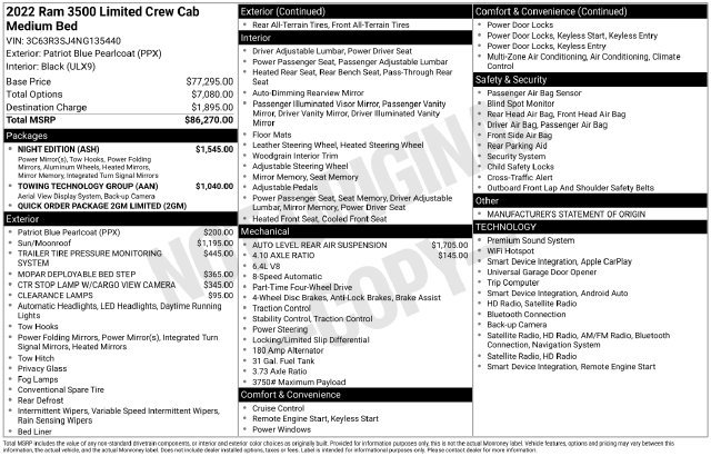 Used 2022 RAM 3500 Limited w/ Night Edition AWD/4WD image 9