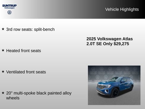 Used 2025 Volkswagen Atlas SE w/ Panoramic Sunroof Package FWD image 24