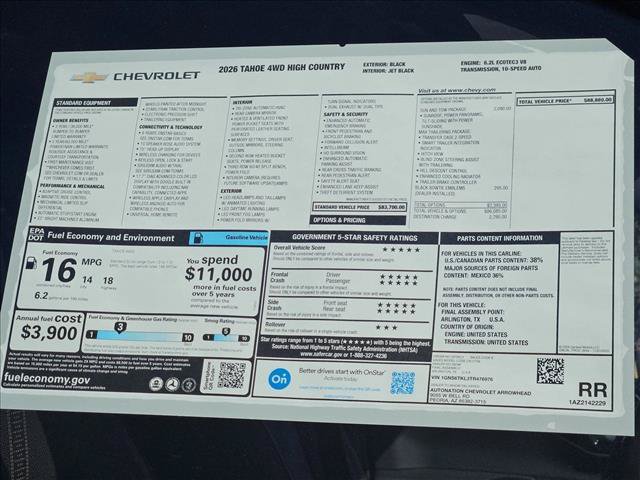 New 2026 Chevrolet Tahoe High Country w/ Sun And Tow Package AWD/4WD image 17