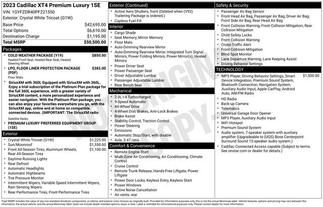 Certified 2023 Cadillac XT4 Premium Luxury w/ Cold Weather Package AWD/4WD image 2