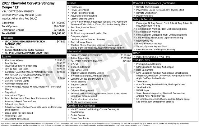 New 2027 Chevrolet Corvette Stingray Coupe RWD image 4