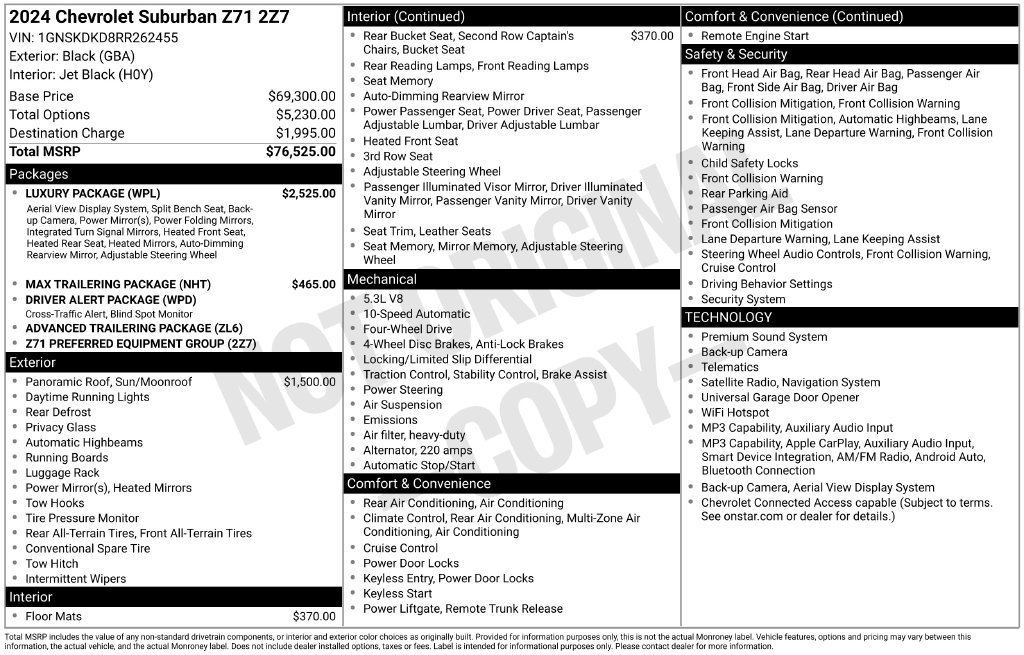 Used 2024 Chevrolet Suburban Z71 w/ Luxury Package AWD/4WD image 25