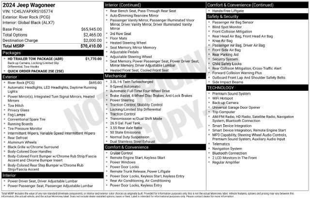 Used 2024 Jeep Wagoneer 4WD w/ HD Trailer Tow Package image 6