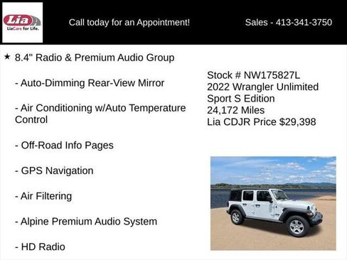 Certified 2022 Jeep Wrangler Unlimited Sport AWD/4WD image 21