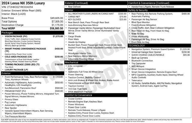 Used 2024 Lexus NX 350h AWD w/ Vision Package image 37