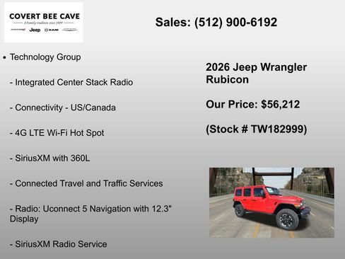 New 2026 Jeep Wrangler Unlimited Rubicon w/ Safety Group AWD/4WD image 18