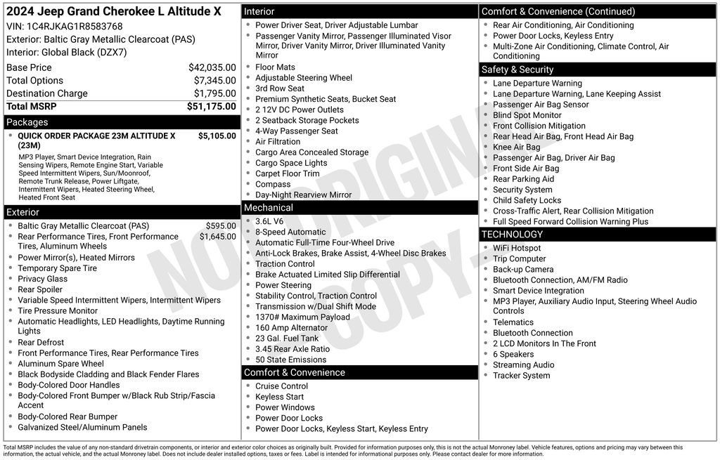 Certified 2024 Jeep Grand Cherokee L Altitude AWD/4WD image 4