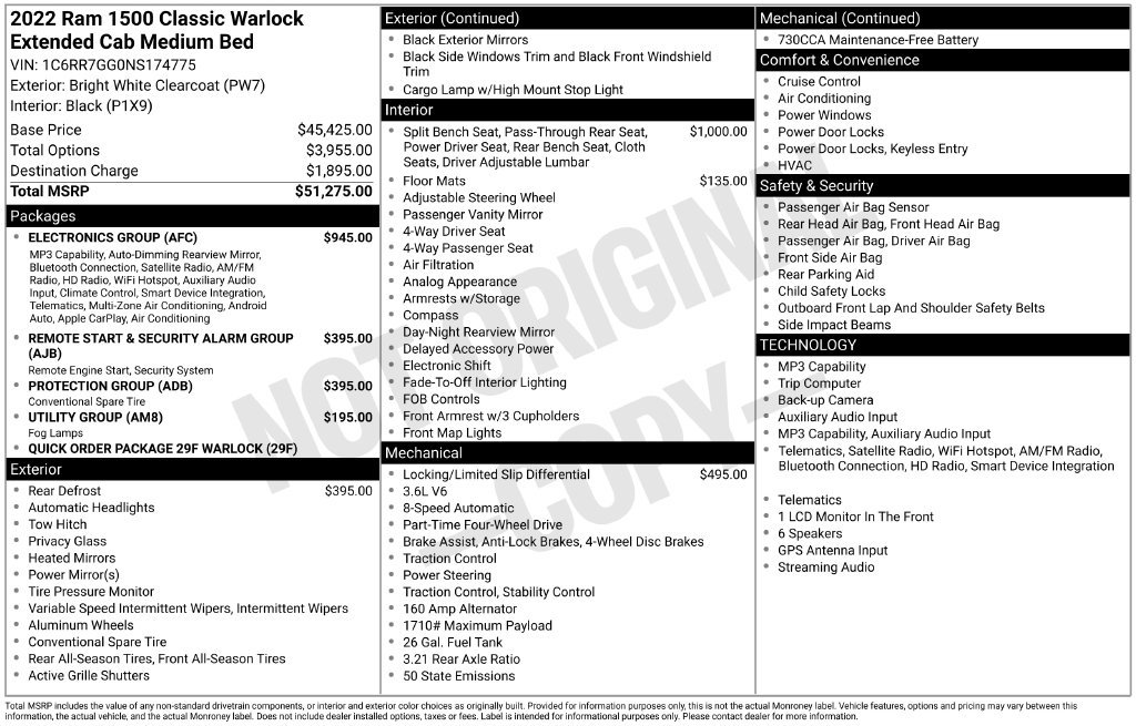 Used 2022 RAM 1500 Warlock w/ Electronics Group AWD/4WD image 2