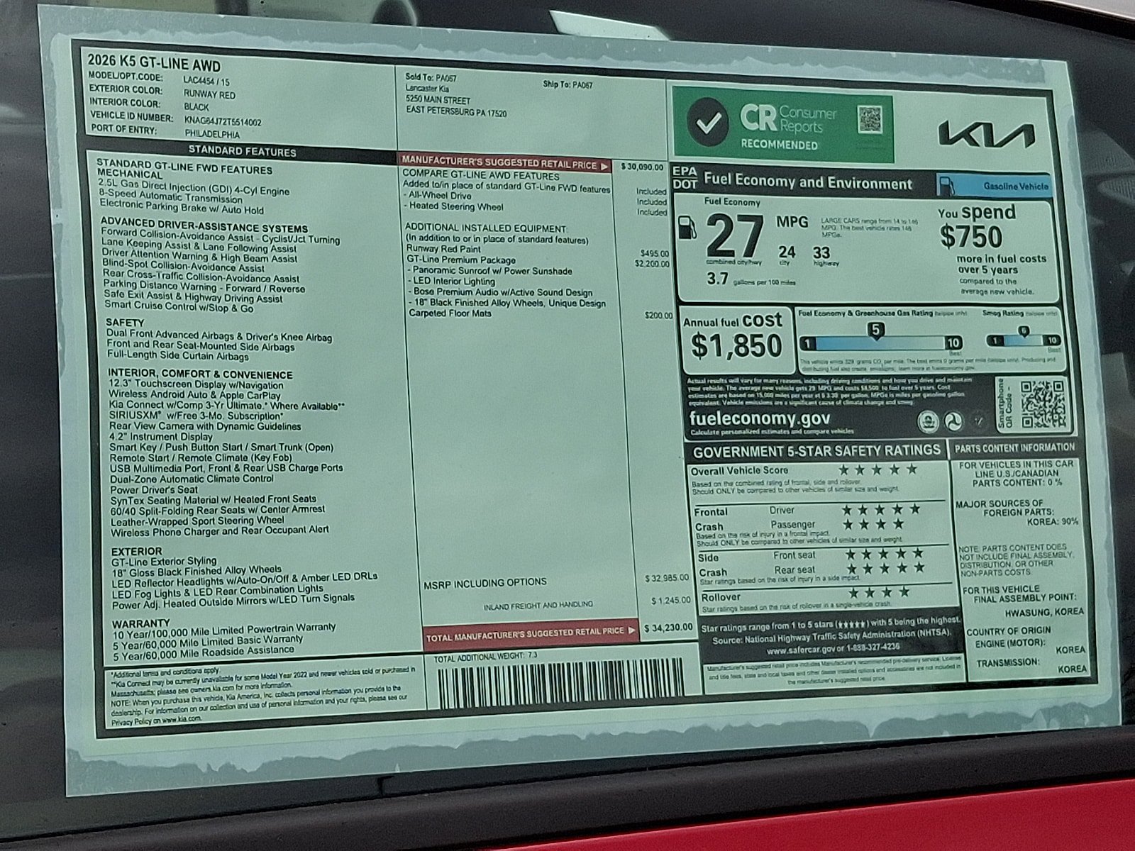 New 2026 Kia K5 GT-Line w/ GT-Line Premium Package AWD/4WD image 19