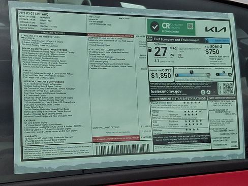 New 2026 Kia K5 GT-Line w/ GT-Line Premium Package AWD/4WD image 19