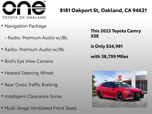 Certified 2023 Toyota Camry XSE w/ Navigation Package FWD image 12