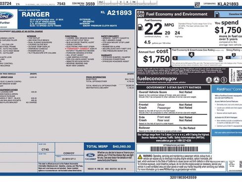 Used 2019 Ford Ranger XLT w/ Equipment Group 302A Luxury image 53