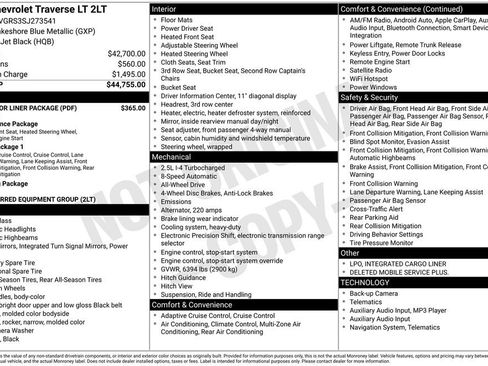 Used 2025 Chevrolet Traverse LT w/ LPO, Floor Liner Package image 23