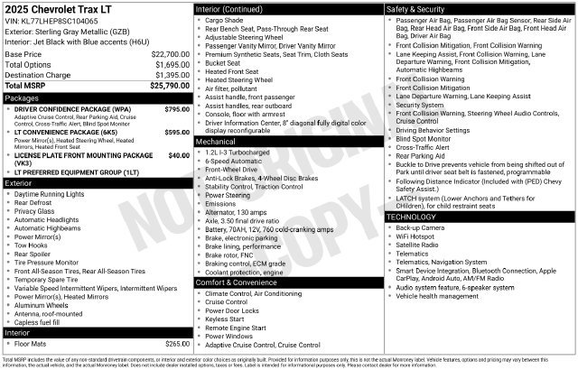 Used 2025 Chevrolet Trax LT w/ Driver Confidence Package FWD image 33