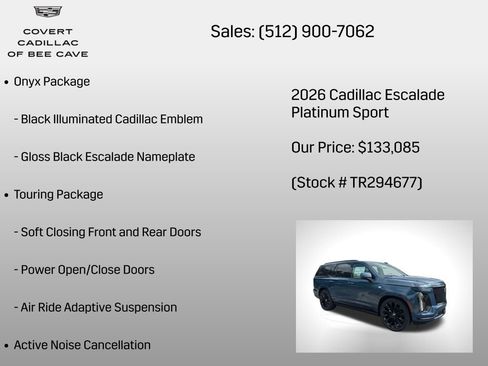 New 2026 Cadillac Escalade Platinum Sport w/ LPO, ONYX Package image 30