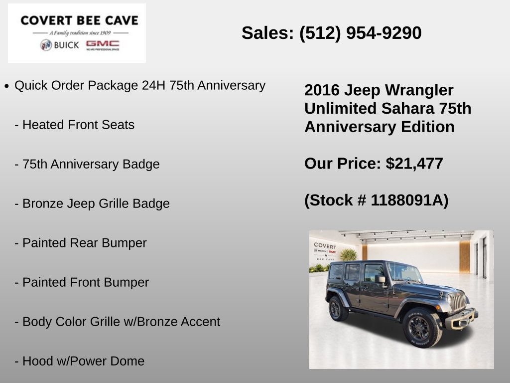 Used 2016 Jeep Wrangler Unlimited Sahara AWD/4WD image 12