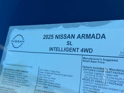 New 2025 Nissan Armada SL w/ Captain's Chari Seat Package image 26
