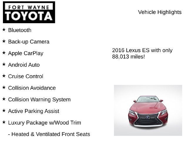 Used 2016 Lexus ES 300h w/ Luxury Package w/Wood Trim FWD image 8