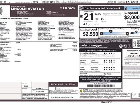 Used 2024 Lincoln Aviator Reserve w/ Elements Package Plus RWD image 21