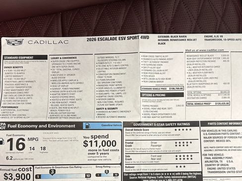 Used 2026 Cadillac Escalade ESV Sport w/ Touring Package AWD/4WD image 48