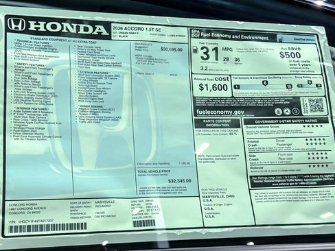 New 2026 Honda Accord SE image 32