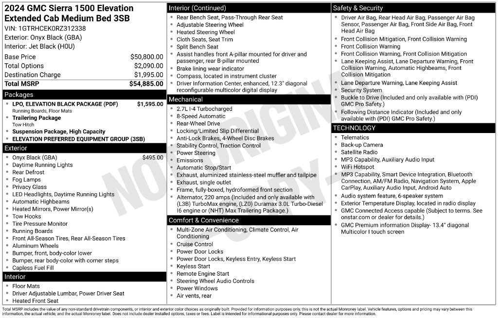 Used 2024 GMC Sierra 1500 Elevation w/ LPO, Elevation Black Package RWD image 36
