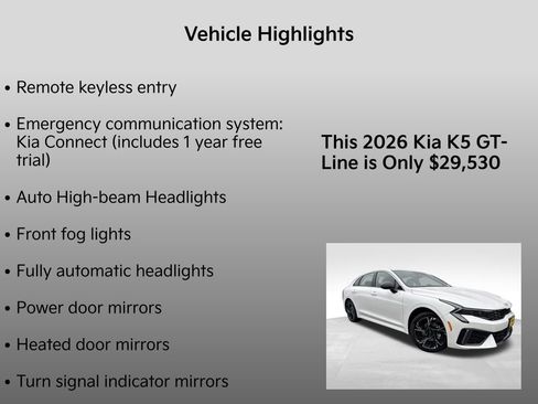 New 2026 Kia K5 GT-Line w/ GT-Line Red Interior Package image 10